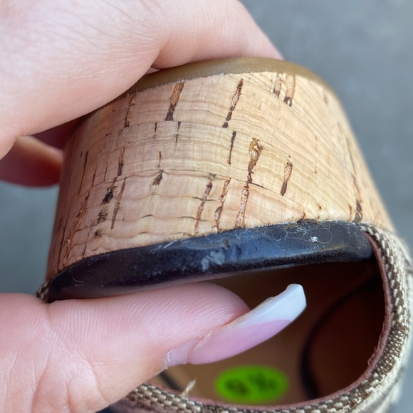 Coach ferry signature C Jacard calf Brown wedge cork shoes - Picture 6 of 13